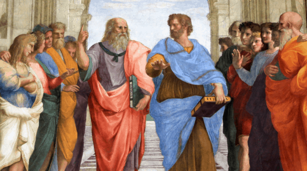 Platón y Aristóteles en "La escuela de Atenas", de Raphael Sanzio. Coincidencias y diferencias entre Platón y Aristóteles