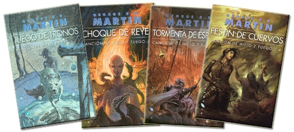 Los cuatro primeros títulos de la saga "Canción de hielo y fuego" . Publicados por la editorial Gigamesh.