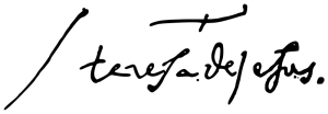 Firma de Teresa de Jesús. De dominio público, distribuida por Wikimedia Commons bajo licencia CC0 1.0 Universal (CC0 1.0).
