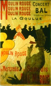 Henri de Toulouse-Lautrec (1864-1901), Moulin Rouge, La Goulue, 1891, litografía, 195 x 122 cm. Colección particular. Cortesia Galerie Documents, París © Colección particular, cortesia Galerie Documents, París.