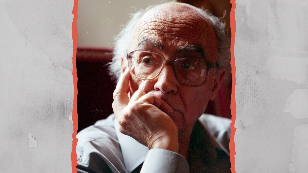 El escritor portugués José Saramago (1922-2010). Diseño hecho a partir de una foto de junio 1999 de Saramago en Siena, Santa Maria della Scala, para la conferencia 