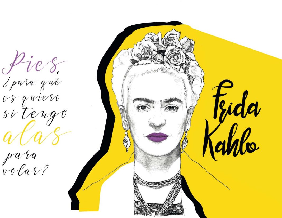 La pintora mexicana Frida Kahlo nació en 1907 y murió en 1954. El dibujo es un diseño de Filosofers.