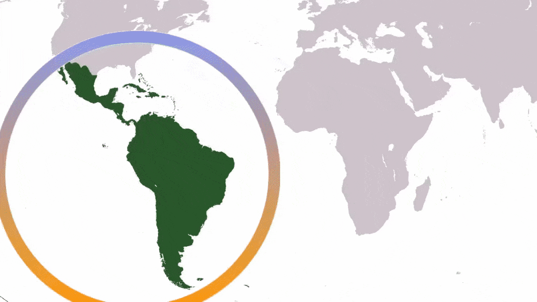 América Latina, fragmento de un mapa de dominio público distribuido por Wikimedia Commons. Autor: AgainErick.