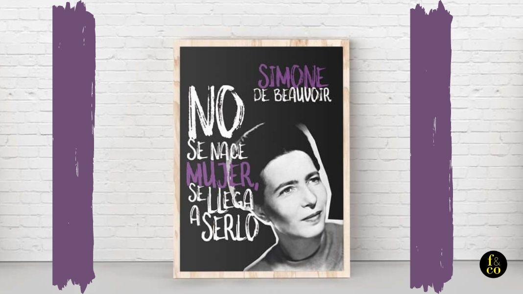 Simone de Beauvoir fue una de las intelectuales más escuchadas del siglo XX francés. Montaje realizado desde la lámina de www.filosofers.com