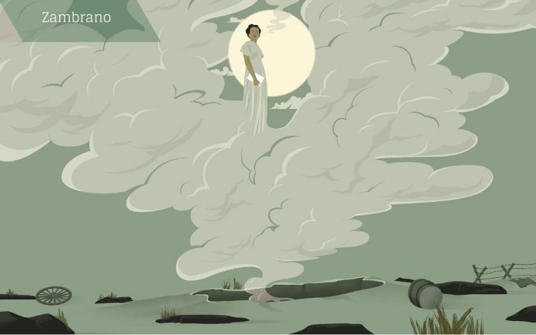 El escritor mexicano Sergio Pitol retrataba así el círculo que rodeaba a María Zambrano: «Cuando llegaba algún grupo de españoles jóvenes, María se crecía. Les hablaba de su juventud republicana, de su maestro Ortega, de los escritores de su generación, de la guerra civil, de la derrota y del exilio. Se convertía entonces en un personaje trágico. Envuelta en el humo de su cigarrillo, mirando hacia lo alto, escanciaba las palabras, como si un espíritu superior visitara su cuerpo, se posesionase de ella y utilizara su boca para expresarse». © Ana Yael