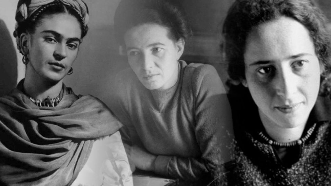 De izquierda a derecha: Frida Kahlo, Simone de Beauvoir y Hannah Arednt. Foto extraída del correspondiente artículo de La Mirada.