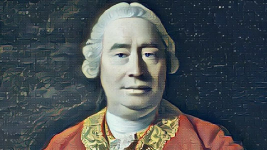 David Hume fue el máximo exponente de la Ilustración escocesa. Su filosofía está fuertemente influida por el empirismo británico y supone, también, de alguna forma, su culminación. Diseño realizado a partir del retrato de Allan Ramsay (CC).