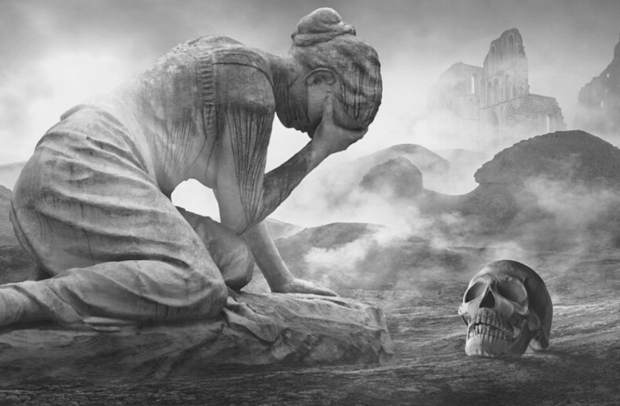Terror y piedad, dice Emmanuel Carrère, son las emociones de la tragedia. Imagen original en color de Stefan Keller en Pixabay.