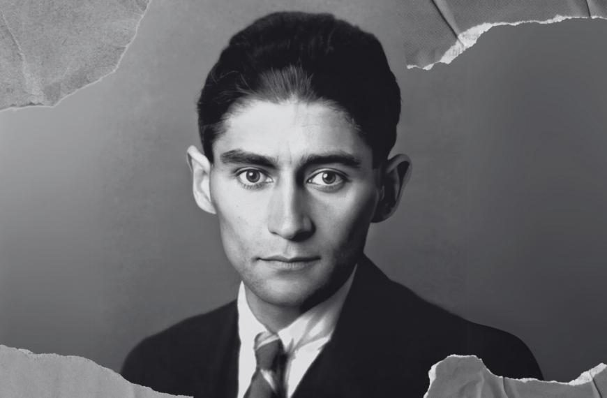 Fotografía de Franz Kafka en 1923, ampliada y mejorada por inteligencia artificial y recogida en Wikimedia Commons (licencia C.C.).