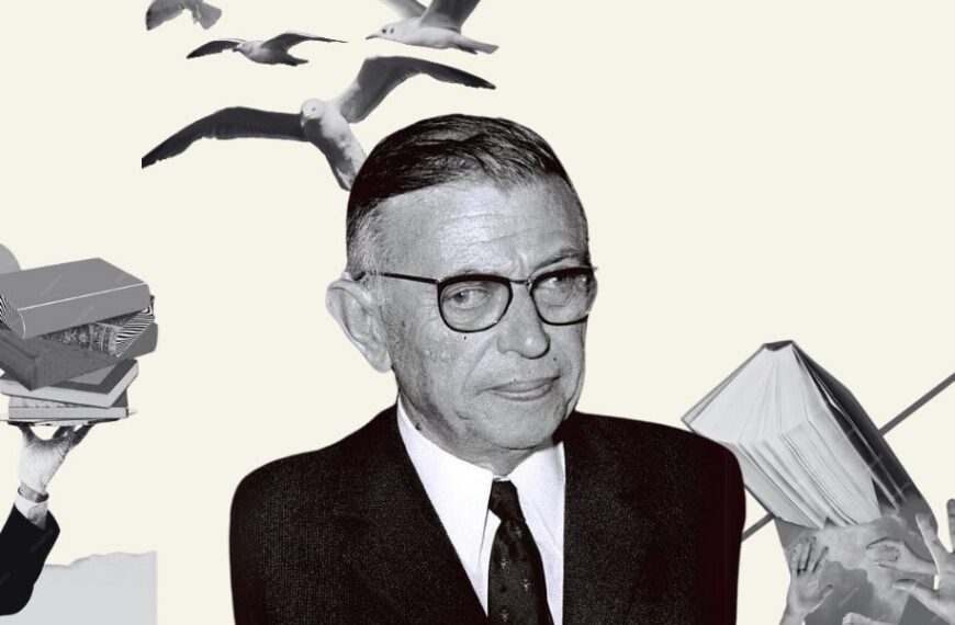 Leer a Sartre es un vuelo a la libertad, es recuperar el sendero de una filosofía que todavía nos interroga. Diseño realizado a partir de los elementos de Freepik (licencia CC.) y la fotografía de Sartre realizada el 14 de marzo de 1967 (Wikimedia Commons).