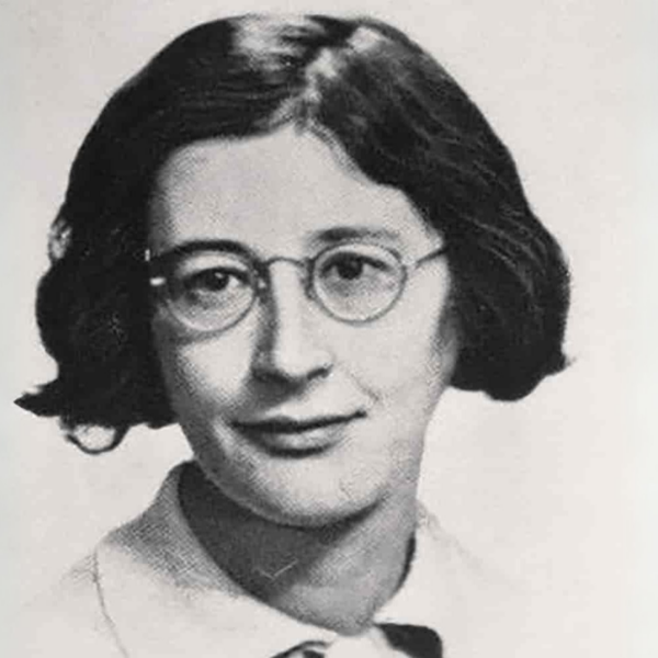 Retrato de Simone Weil, extraído de la Store norske leksikon (SNL), enciclopedia en línea gestionada por varias instituciones académicas y culturales de Noruega. (Autor del retrato desconocido, licencia Public Domain-Merket 1.0 Universal).