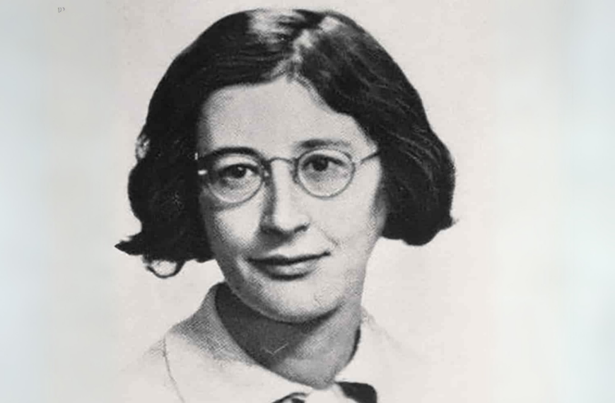 Retrato de Simone Weil, extraído de la Store norske leksikon (SNL), enciclopedia en línea gestionada por varias instituciones académicas y culturales de Noruega. (Autor del retrato desconocido, licencia Public Domain-Merket 1.0 Universal).