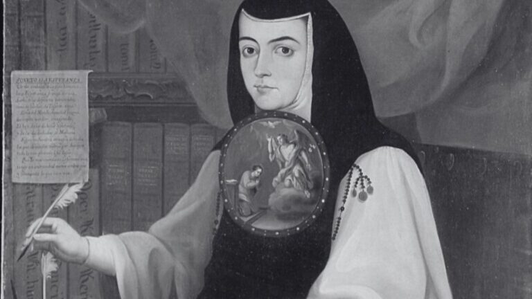 «Primero sueño» fue una de las últimas obras escritas por Sor Juana Inés de la Cruz, poco antes de renunciar al estudio por presión de la Iglesia. Imagen a partir de un retrato de Sor Juana elaborado en 1772 por Andrés de Islas, puede visitarse en el Museo de América. Imagen extraída de Wikimedia Commons, de dominio público.
