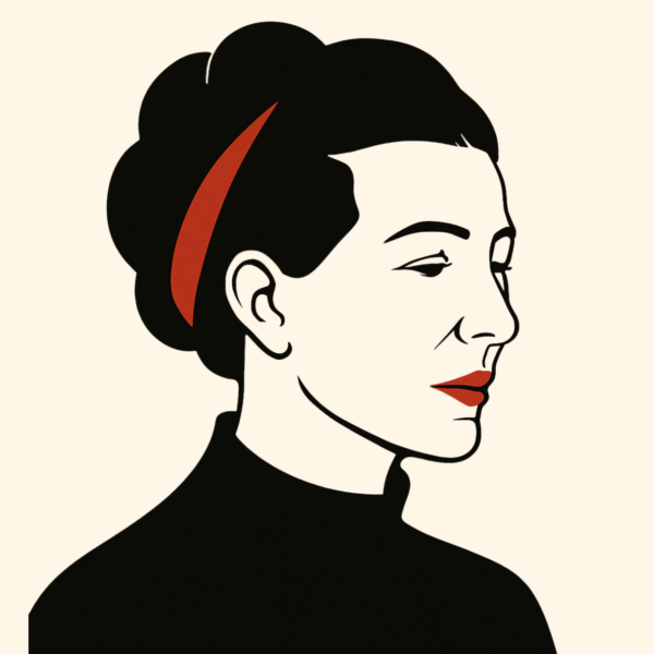 Ilustración de Simone de Beauvoir realizada por Dall.E 2 (el 22 de abril de 2025; licencia CC).
