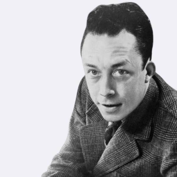 Fotografía de Albert Camus mirando a cámara.