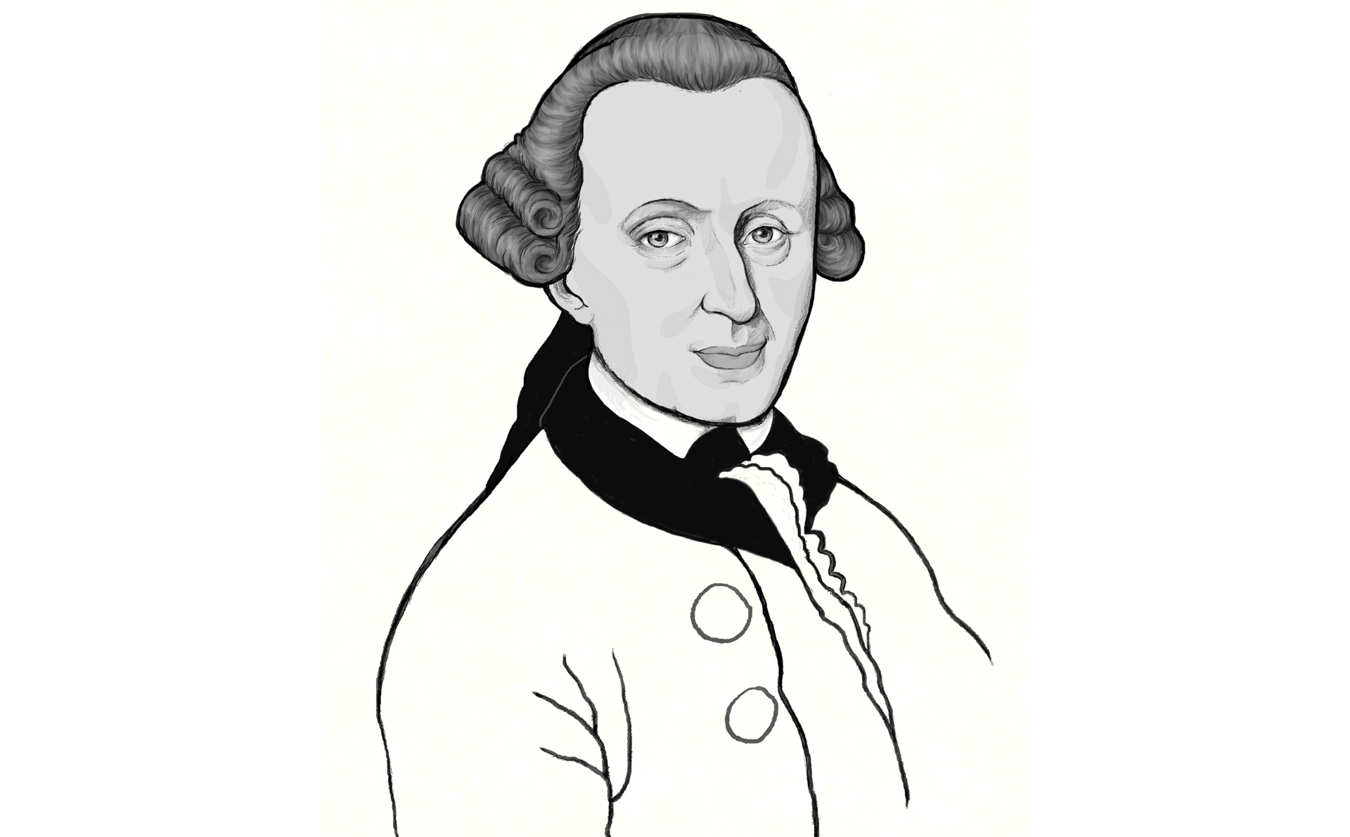 Ilustración de Kant de perfil que representa el retorno de Kant en el debate entre Heidegger y Cassirer.