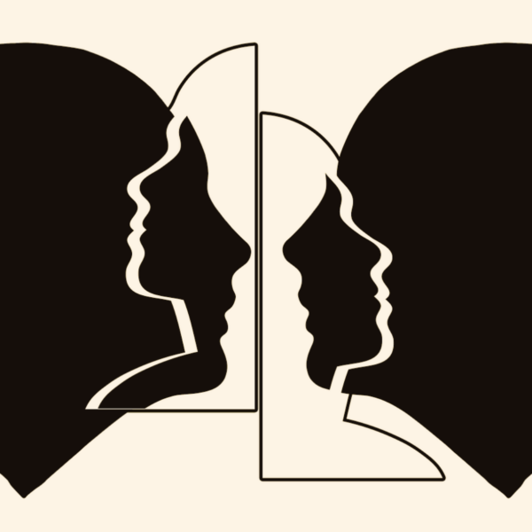 Siluetas de cabezas de hombre y de mujer de perfil.
