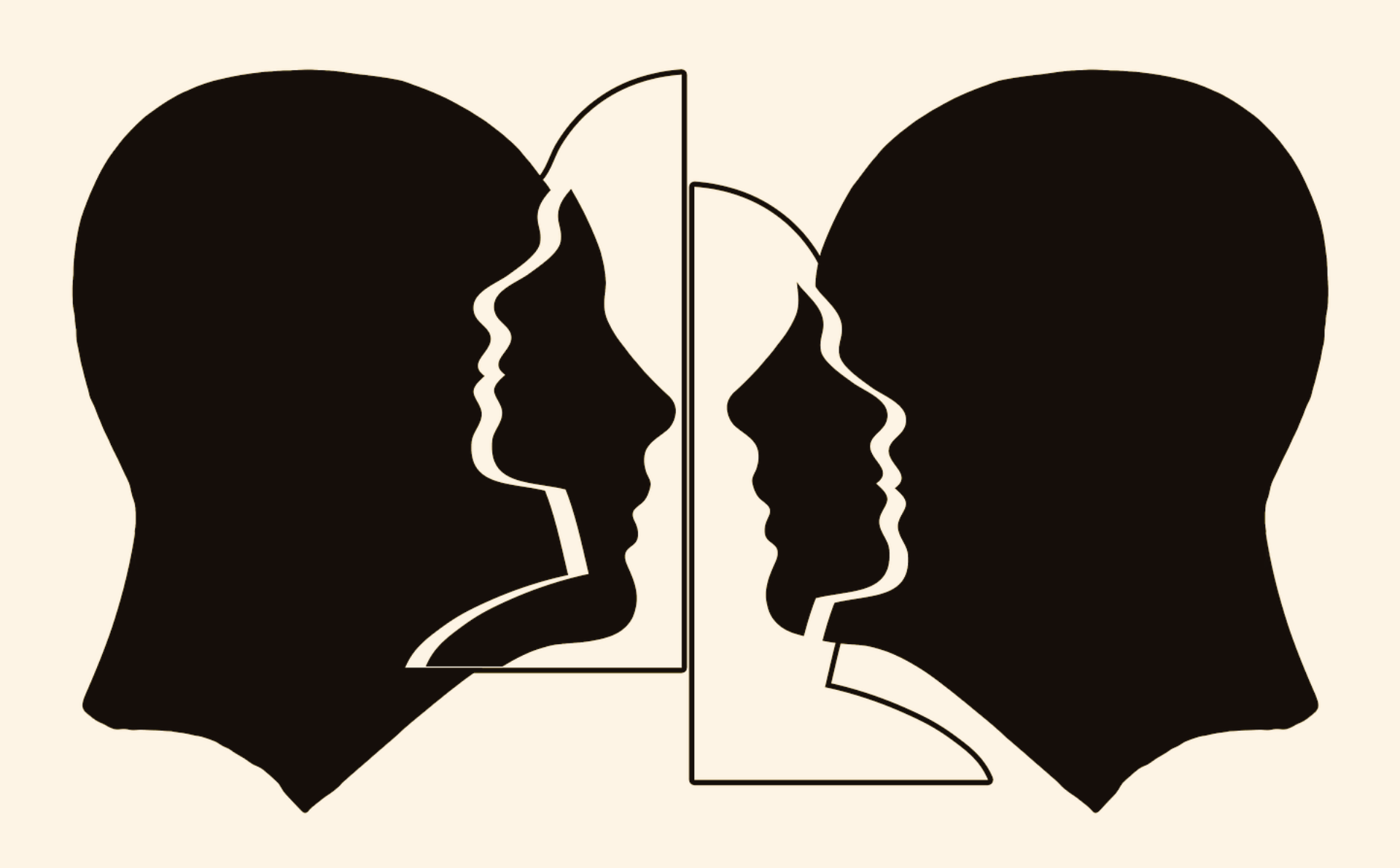 Siluetas de cabezas de hombre y de mujer de perfil.