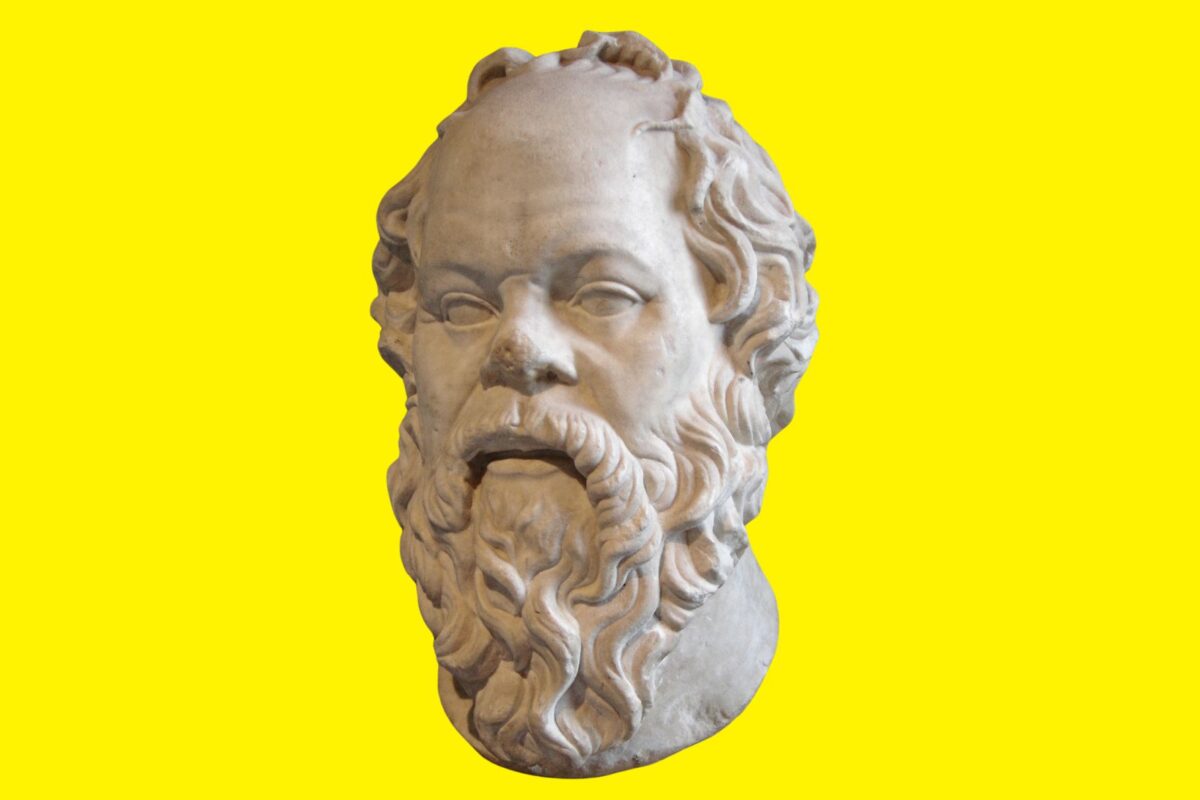Escultura del busto de Sócrates.