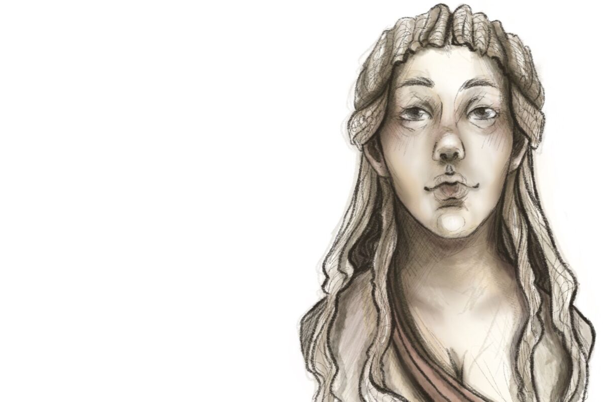 La transcripción del diálogo entre Sócrates y Diotima de El banquete, de Platón, es una de las más poéticas de la literatura filosófica. Ilustración de primer plano de Diotima