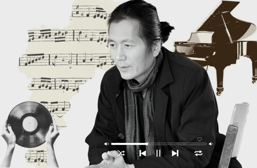 Amado y odiado a partes iguales, Byung-Chul Han es un filósofo ineludible. Diseño realizado a partir de la fotografía del filósofo surcoreano Byung-Chul Han realizada por Isabella Gresser y los elementos de collage de Freepiks (CC.).