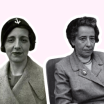 Diseño realizado a partir de las imágenes de María Zambrano, izda., (de la Fundación María Zambrano, autor desconocido), y Hannah Arendt (realizada por Barbara Niggl Radloff ), ambas con licencia CC.
