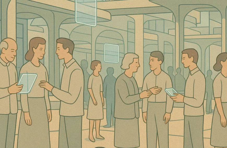 La propuesta de Ferraris no pasa por retroceder a un paso pretecnológico, sino organizar la tecnología para ser libres. Imagen de Sora (26/09/2025).