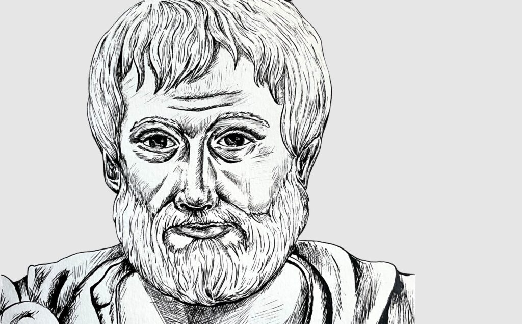 Ilustración del busto de Aristóteles.