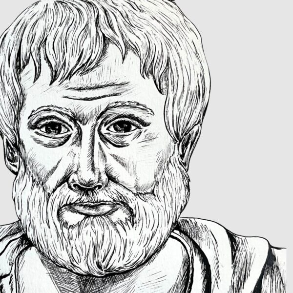 Ilustración del busto de Aristóteles.