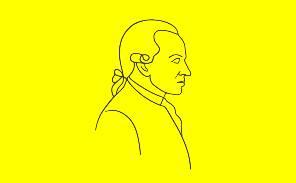 Ilustración de Kant realizada por Sora (16 de octubre de 2025, licencia CC.).