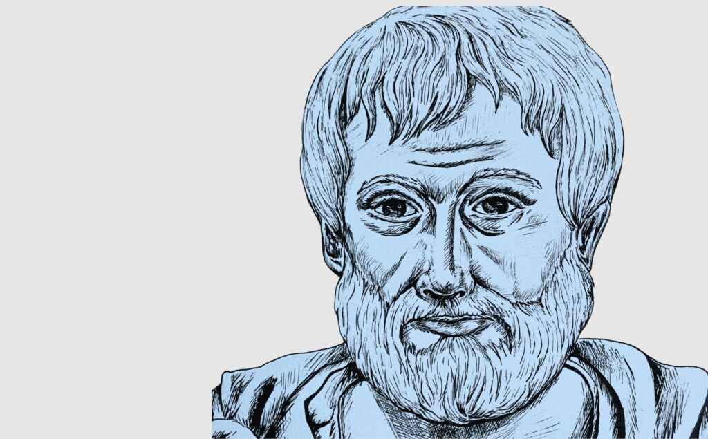 Dosier — Aristóteles El estudio de la poética le sirve a Aristóteles para abordar la dimensión ficcional del ser humano. Ilustración de Aristóteles de Inés García Soria.