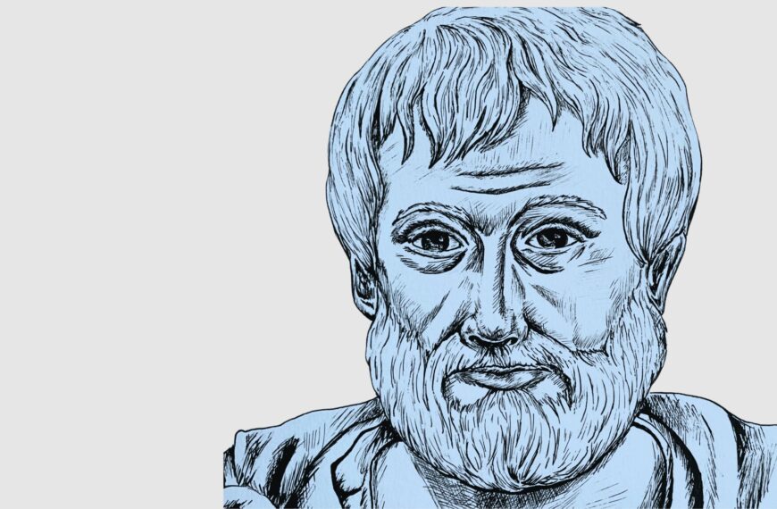 El estudio de la poética le sirve a Aristóteles para abordar la dimensión ficcional del ser humano. Ilustración de Aristóteles de Inés García Soria.