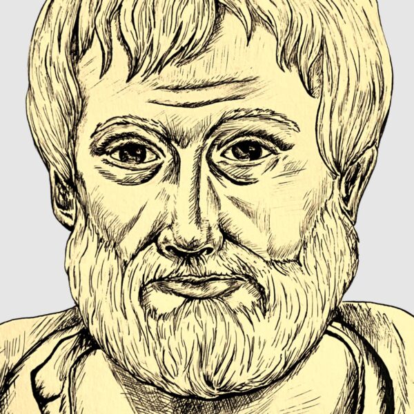 El logos, la palabra, es fundamental para entender la vida, según Aristóteles. Ilustración de Aristóteles de Inés García Soria.