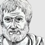 Aproximarse a la vida de Aristóteles es mirar por una ventana a la ciudad griega y el puerto pesquero donde el filósofo discutía con los pescadores. Ilustración de Aristóteles de Inés García Soria.