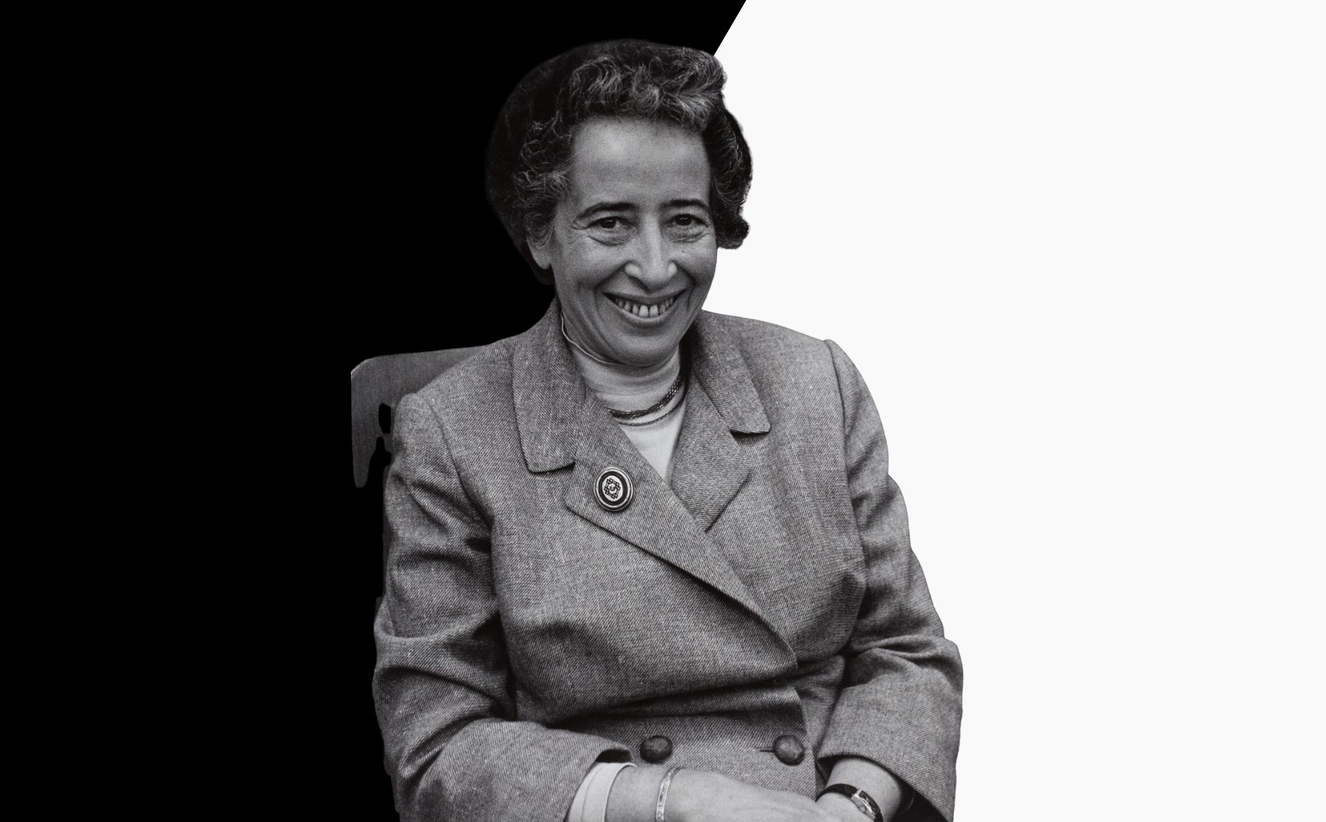 La banalidad del mal es una de las grandes aportaciones del pensamiento de Hannah Arendt. Diseño a partir de imagen de Hannah Arendt, extraída de Wikimedia Commons, con licencia CC BY-SA 4.0.