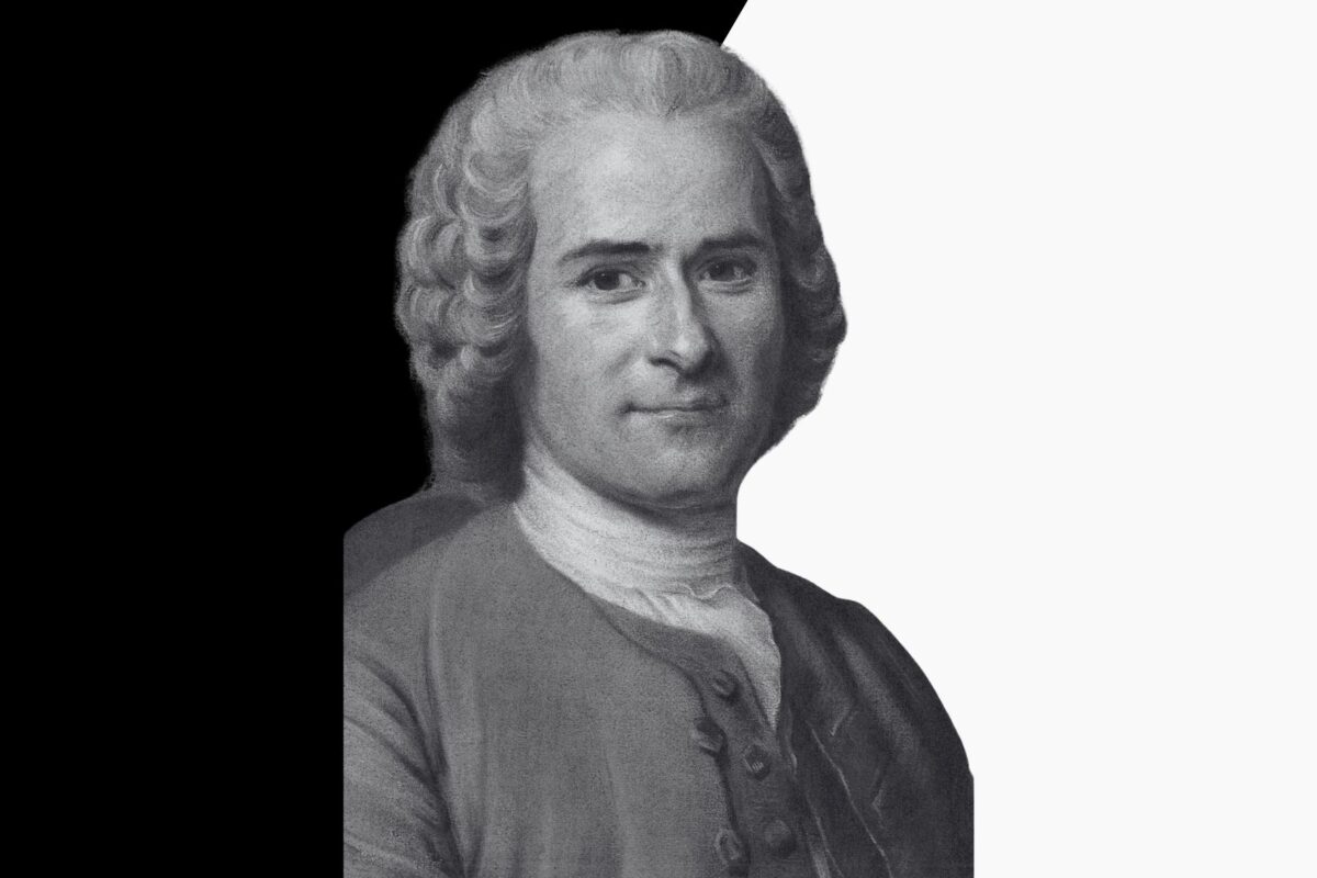El problema del mal para Rousseau atraviesa su concepción del ser humano. Diseño a partir de retrato de Rousseau, extraído de Wikimedia Commons, de dominio público.