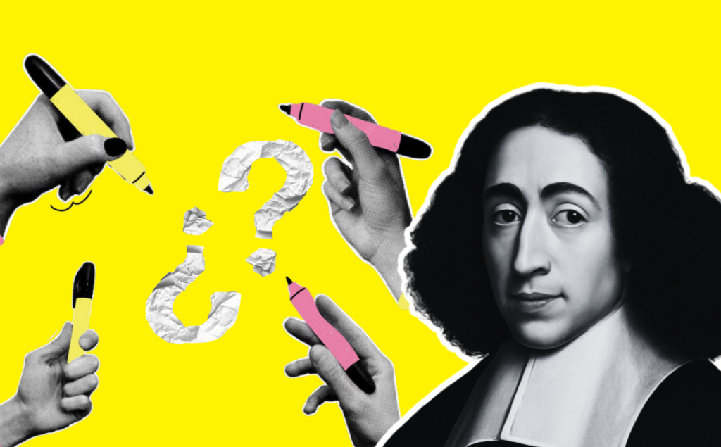 Diseño realizado a partir del retrato de Spinoza (autor desconocido; licencia Public Domain Mark 1.0 Universal) y elementos de Freepik (licencia CC).