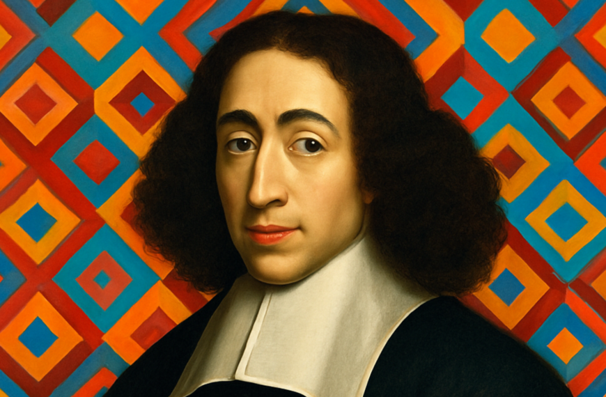 Imagen de Spinoza realizada con Canva Pro.