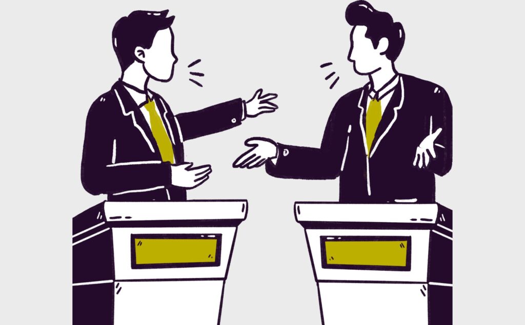 La polarización es uno de los grandes asuntos del presente. Diseño a partir de imagen extraída de Canva Pro.