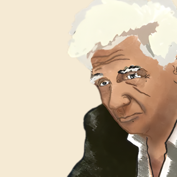 Ilustración de Jacques Derrida del usuario pabloseca, extraída de Wikimedia Commons (CC 3.0).