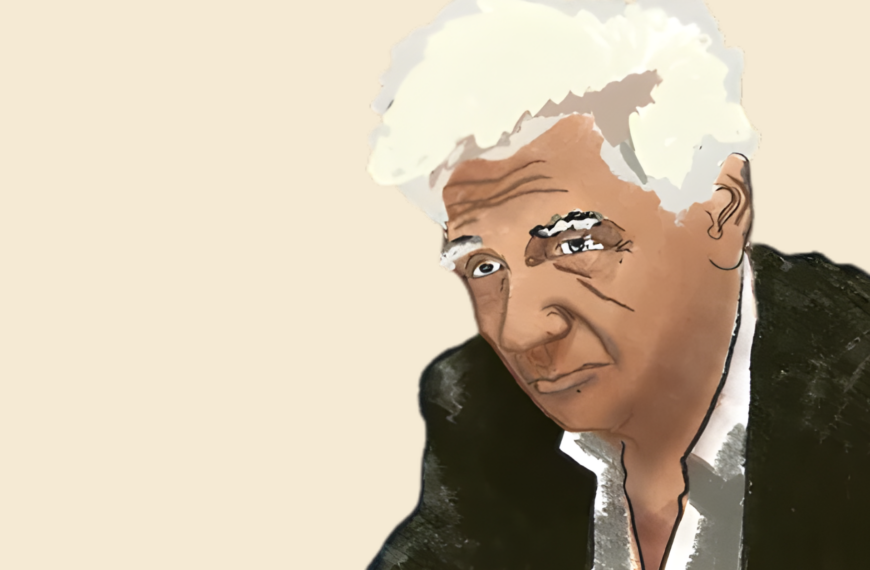 Ilustración de Jacques Derrida del usuario pabloseca, extraída de Wikimedia Commons (CC 3.0).