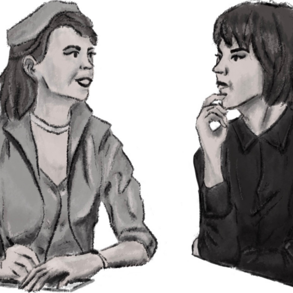 Sylvia Plath e Ingeborg Bachman conversan sobre la locura. Ilustración de Cristina Badiu.
