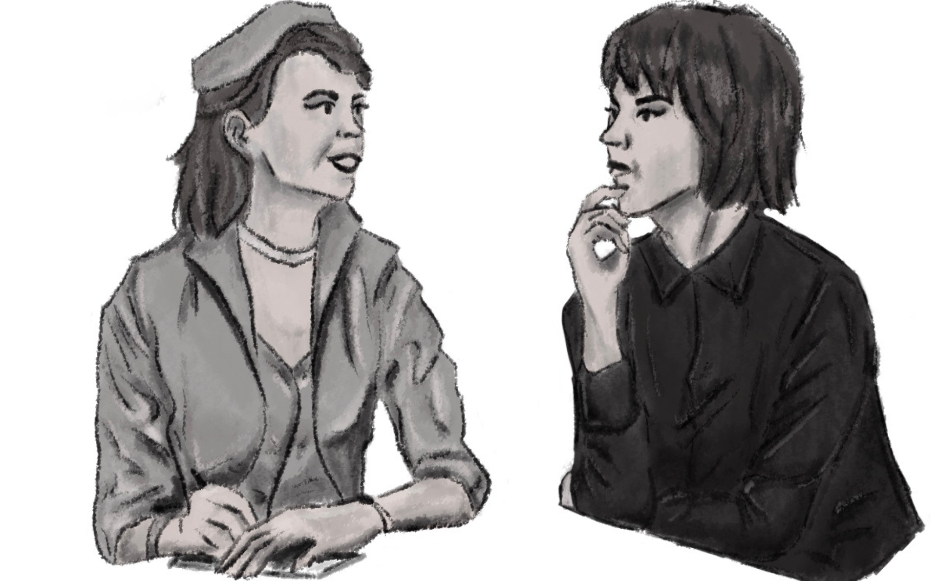 Sylvia Plath e Ingeborg Bachman conversan sobre la locura. Ilustración de Cristina Badiu.