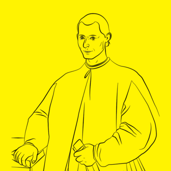 La vida de Maquiavelo (diseño realizado a partir del retrato hecho por Santi di Tito, licencia CC 4.0).