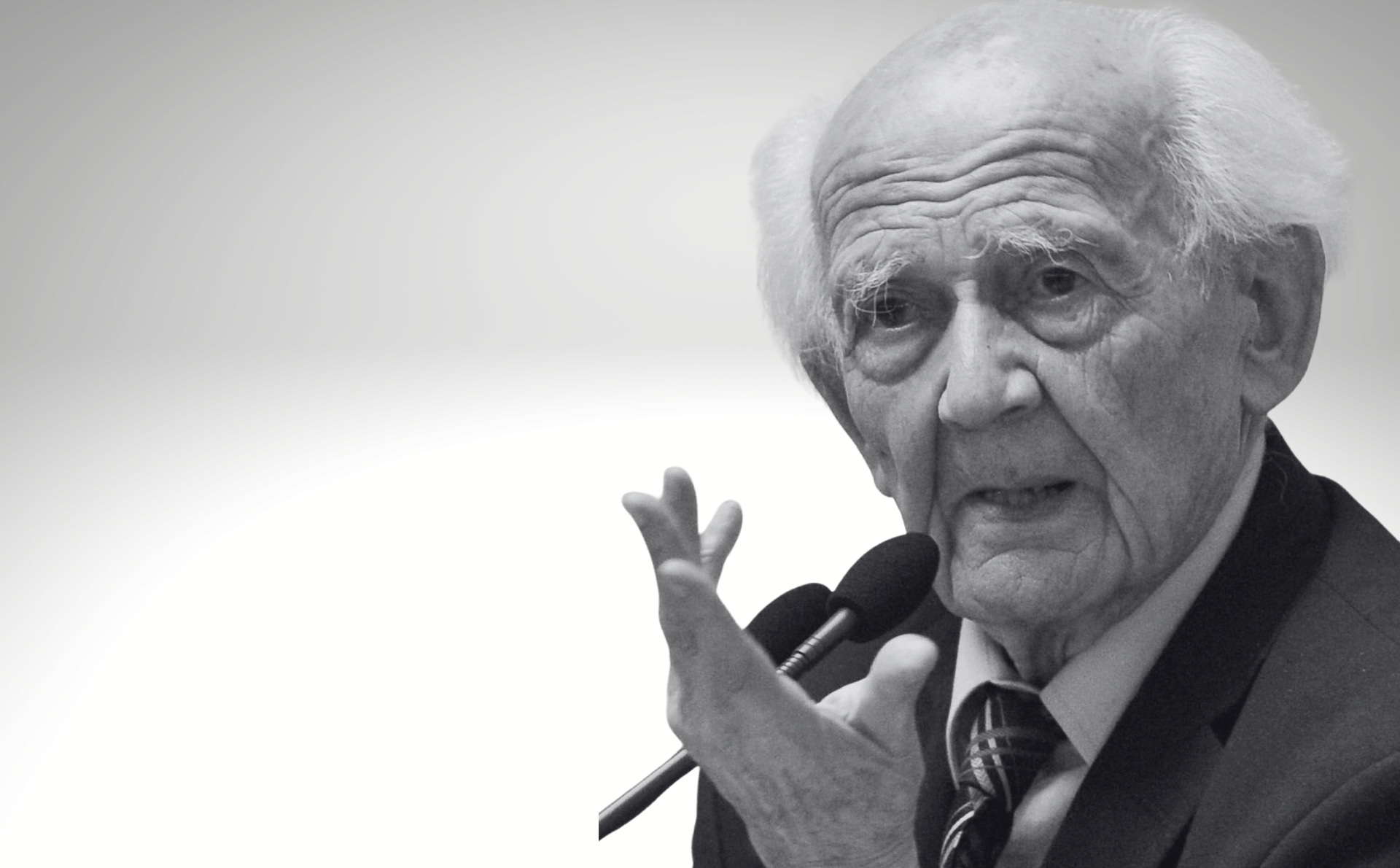 La propuesta de sociedad lÃ­quida de Zygmunt Bauman transforma radicalmente la manera en que nos construimos como sujetos. DiseÃ±o a partir de fotografÃ­a de Bauman, con licencia CC BY 3.0, extraÃ­da de Wikimedia Commons.