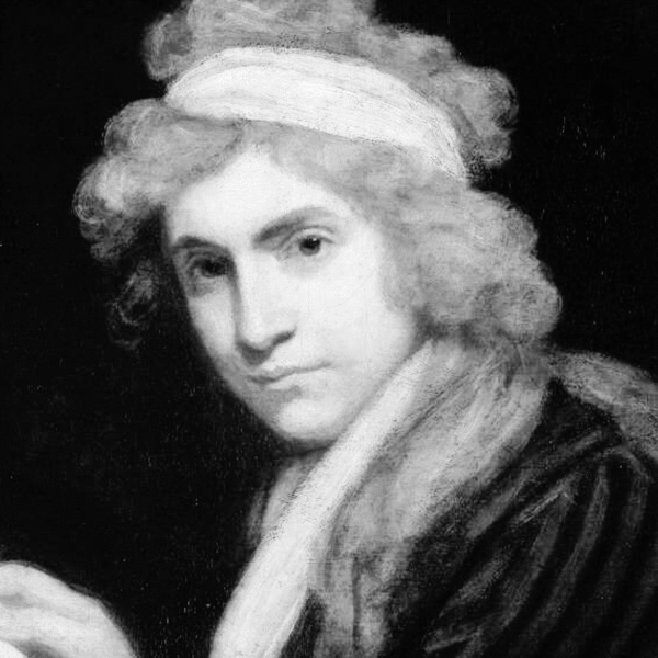 Mary Wollstonecraft pasó a la historia de la filosofía por impugnar los valores masculinos de la Ilustración y proponer una racionalidad universal. Diseño a partir de imagen de dominio público, extraída de Wikimedia Commons.