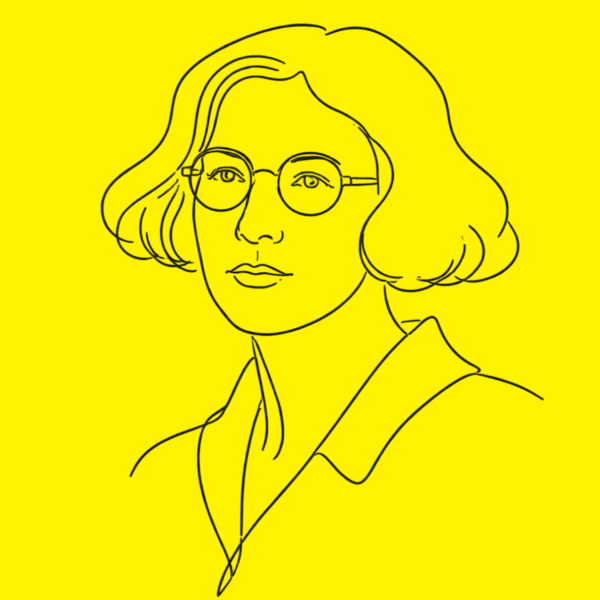 Ilustración de Simone Weil realizada por Sora (licencia CC).