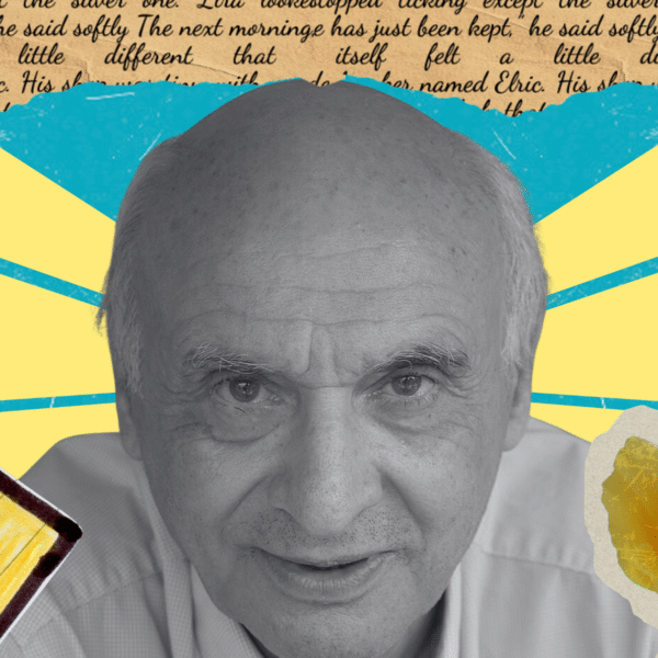 Marcel Cohen analiza la lengua ladina como puente entre la memoria y la modernidad. Diseño realizado a partir de la imagen de Marcel Cohen (Wikimedia Commons) y elementos de Freepiks (licencia CC).
