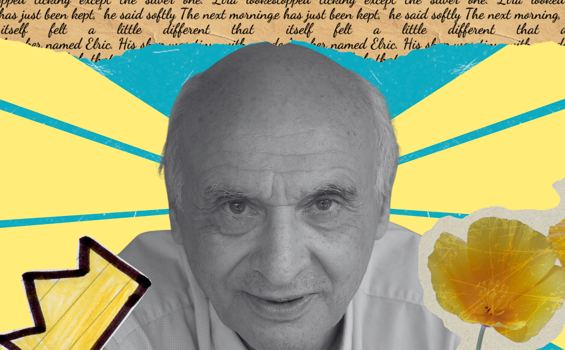 Marcel Cohen analiza la lengua ladina como puente entre la memoria y la modernidad. DiseÃ±o realizado a partir de la imagen de Marcel Cohen (Wikimedia Commons) y elementos de Freepiks (licencia CC).