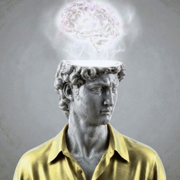 Imagen sobre la conciencia y la mente en la inteligencia artificial diseñada con Canva pro a partir de una foto de AstralEmber en Pixabay.